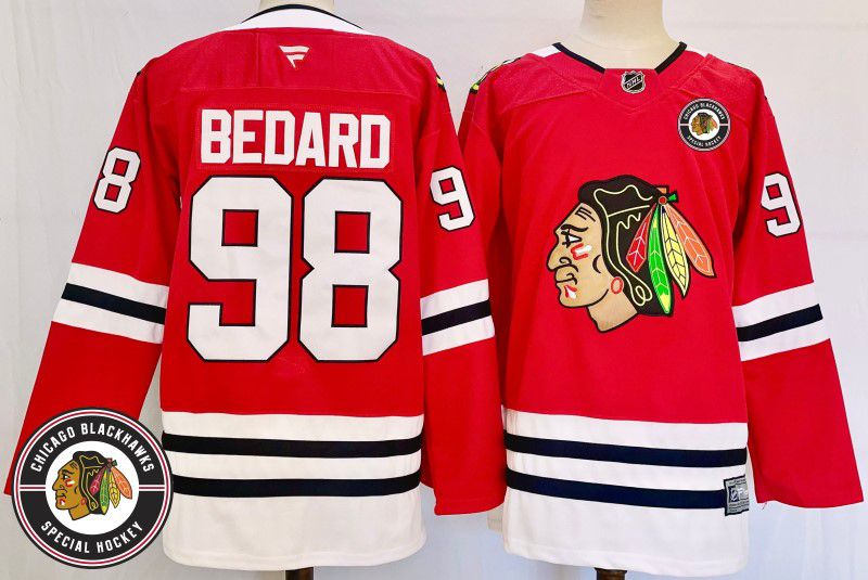 Men Chicago Blackhawks #98 Bedard Red Fanatics 2025 NHL Jersey style 8->chicago blackhawks->NHL Jersey